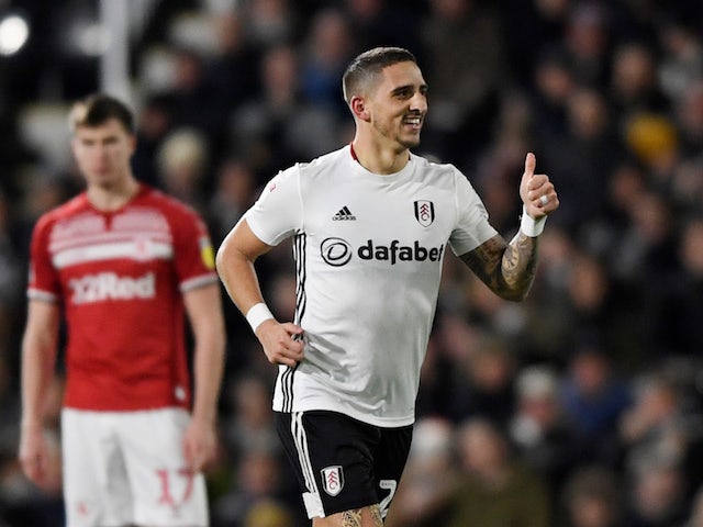 Fulham's Anthony Knockaert celebrates scoring their first goal on January 17, 2020