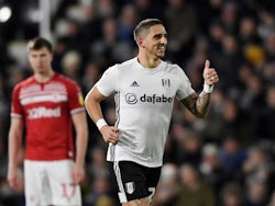 Fulham's Anthony Knockaert celebrates scoring their first goal on January 17, 2020