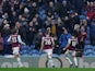 Burnley's Ashley Westwood celebrates scoring their second goal with Phil Bardsley and Jeff Hendrick on January 19, 2020