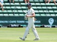 England's Dom Sibley reacts as he leaves the pitch after losing his wicket on January 16, 2020