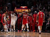 New Orleans Pelicans forward Brandon Ingram (14) celebrates after scoring with 0.2 seconds left in regulation against the Utah Jazz at the Smoothie King Center on January 17, 2020.