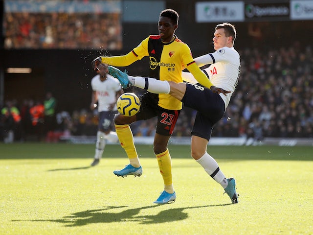 Watford's Ismaila Sarr in action with Tottenham Hotspur's Giovani Lo Celso in the Premier League on January 18, 2020