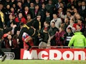 Manchester United's Eric Cantona kung fu kicks Crystal Palace fan Matthew Simmons following abuse after being sent off