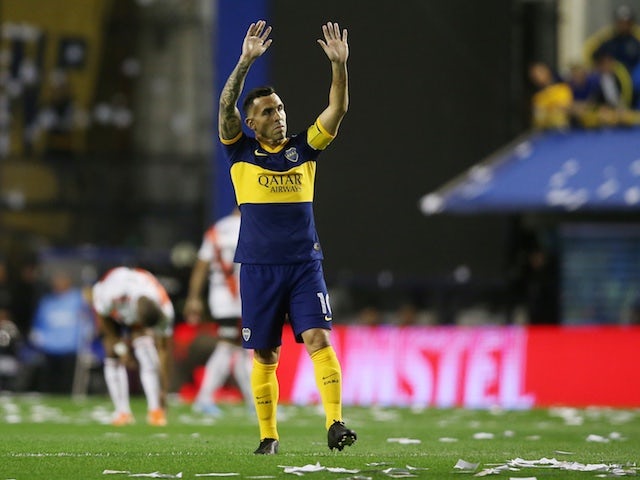 Carlos Tevez pictured for Boca Juniors in October 2019