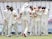 England's Mark Wood celebrates the wicket of South Africa's Dane Paterson with team mates on January 26, 2020