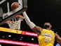Los Angeles Lakers forward LeBron James (23) reaches for a rebound during the second half against the Brooklyn Nets at Barclays Center pictured on January 24, 2020