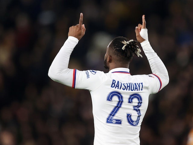 Chelsea's Michy Batshuayi celebrates scoring their first goal on January 25, 2020