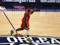 New Orleans Pelicans forward Zion Williamson (1) reacts after a three point basket against the San Antonio Spurs during the fourth quarter at the Smoothie King Center on January 23, 2020