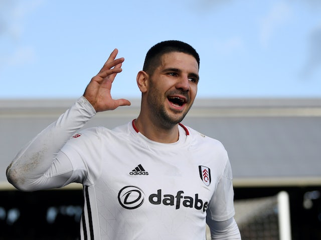 Aleksandar Mitrovic celebrates scoring for Fulham on February 1, 2020