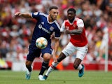 Lyon forward Amine Gouiri pictured in action against Arsenal in July 2019
