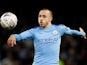 Manchester City's Angelino in action in January 2020