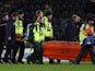 Huddersfield's Kamil Grabara is stretchered off after sustaining an injury on January 28, 2020