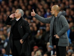 Manchester United manager Jose Mourinho and Manchester City manager Pep Guardiola during the match in November 2018