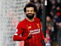 Mohamed Salah celebrates scoring for Liverpool on February 1, 2020