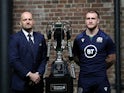 Scotland head coach Gregor Townsend and Scotland's Stuart Hogg pose with the Six Nations trophy in January 2020