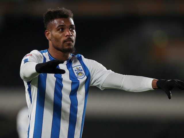 Steve Mounie in action for Huddersfield Town on January 28, 2020