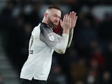 Wayne Rooney celebrates scoring for Derby County on January 31, 2020