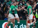 Andrew Conway celebrates scoring for Ireland on February 8, 2020