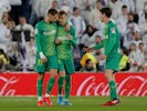 Real Sociedad's Martin Odegaard celebrates scoring their first goal with teammates on February 6, 2020