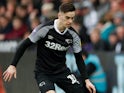 Tom Lawrence in action for Derby County on February 8, 2020