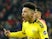 Borussia Dortmund's Jadon Sancho celebrates scoring their third goal which is later disallowed on February 8, 2020