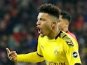Borussia Dortmund's Jadon Sancho celebrates scoring their third goal which is later disallowed on February 8, 2020