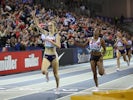 Great Britain's Jemma Reekie crosses the finish line to win the 1500 Metres Women's Final on February 15, 2020