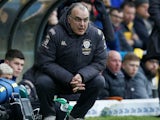 Leeds boss Marcelo Bielsa pops a squat on February 15, 2020