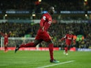 Sadio Mane celebrates scoring for Liverpool on February 15, 2020