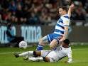 Swansea City's Rhian Brewster in action with QPR's Marc Pugh on February 11, 2020