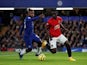 Chelsea's Michy Batshuayi in action with Manchester United's Eric Bailly in the Premier League on February 17, 2020
