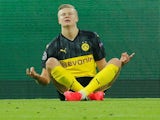 Erling Braut Haaland celebrates scoring for Dortmund on February 18, 2020