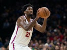 Joel Embiid in action for the 76ers on February 20, 2020