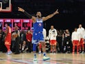 Team LeBron forward LeBron James of the Los Angeles Lakers celebrates in the fourth quarter of the 2020 NBA All Star Game at United Center on February 17, 2020