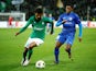 Saint Etienne's Wesley Fofana in action with Gent's Jonathan David in the Europa League on November 28, 2019