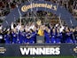 Chelsea Women celebrate after winning the Continental League Cup final against Arsenal Women on February 29, 2020