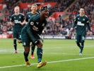 Newcastle United's Allan Saint-Maximin celebrates scoring their first goal on March 7, 2020