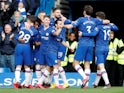 Chelsea's Willian celebrates scoring their third goal with teammates on March 8, 2020