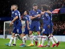 Chelsea's Willian celebrates scoring their first goal with teammates on March 3, 2020