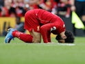 Mohamed Salah celebrates scoring for Liverpool on March 7, 2020