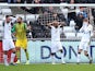 Swansea City's Jay Fulton (right) reacts after putting a shot wide on March 7, 2020
