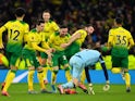 Norwich City's Tim Krul and teammates celebrate winning the penalty shootout on March 4, 2020