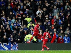 Bayer Leverkusen's Leon Bailey celebrates scoring their third goal on March 12, 2020