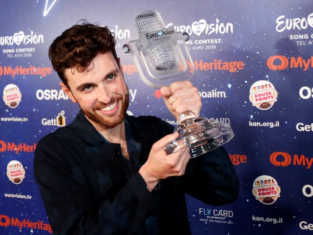 Duncan Laurence celebrates winning the Eurovision Song Contest on May 19, 2019