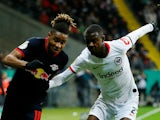  RB Leipzig's Christopher Nkunku in action with Eintracht Frankfurt's Evan Ndicka in February 2020