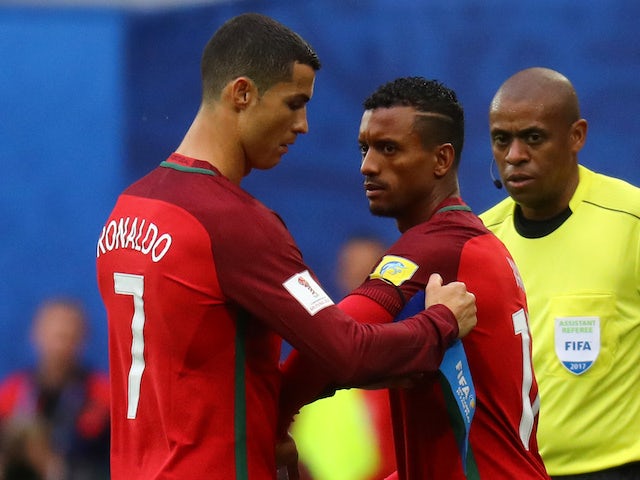 Cristiano Ronaldo and Nani pictured in action for Portugal in 2017
