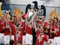 Manchester United lift the 2006-07 Premier League title on May 13, 2007