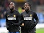 Victor Moses and Romelu Lukaku warming up for Inter Milan in February 2020