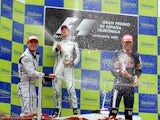 Jenson Button celebrates winning the 2009 Spanish Grand Prix