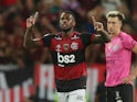 Flamengo midfielder Gerson celebrates scoring in February 2020